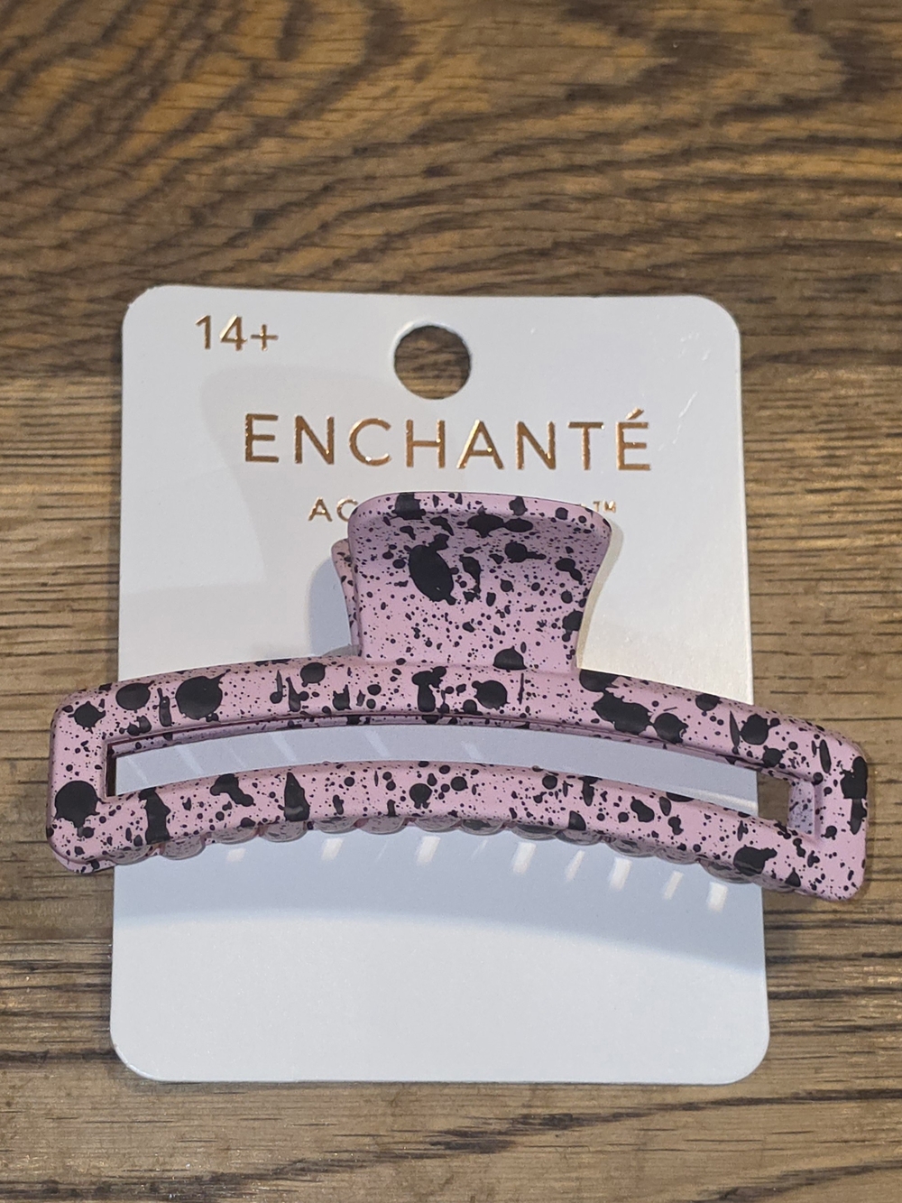 Enchante Pink & Black Speckled Hair Claw Clip